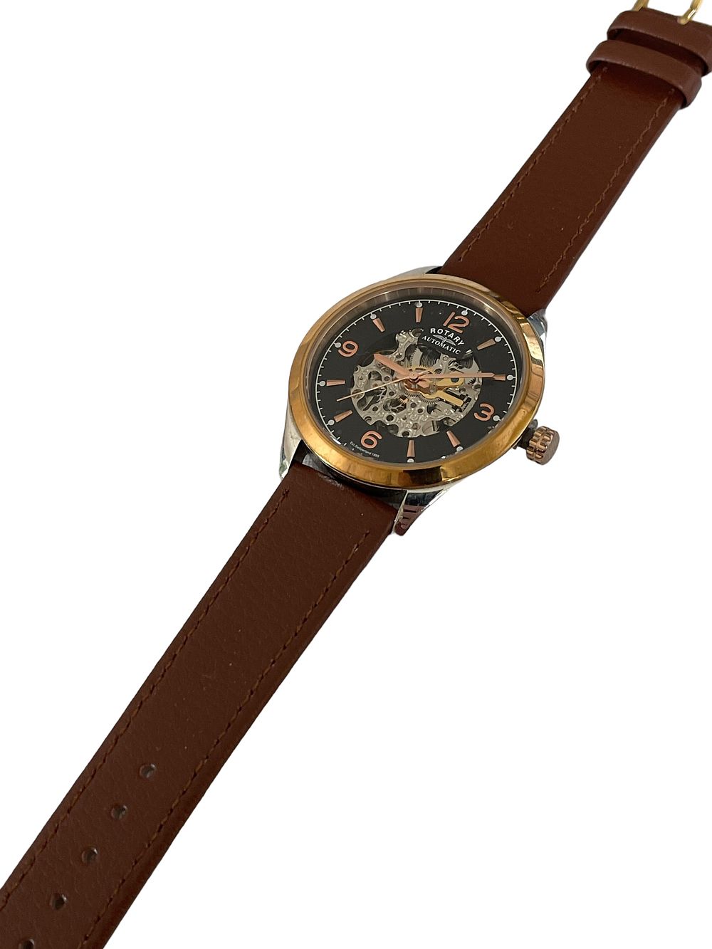 Lot 278: Rotary Mens automatic skeleton watch