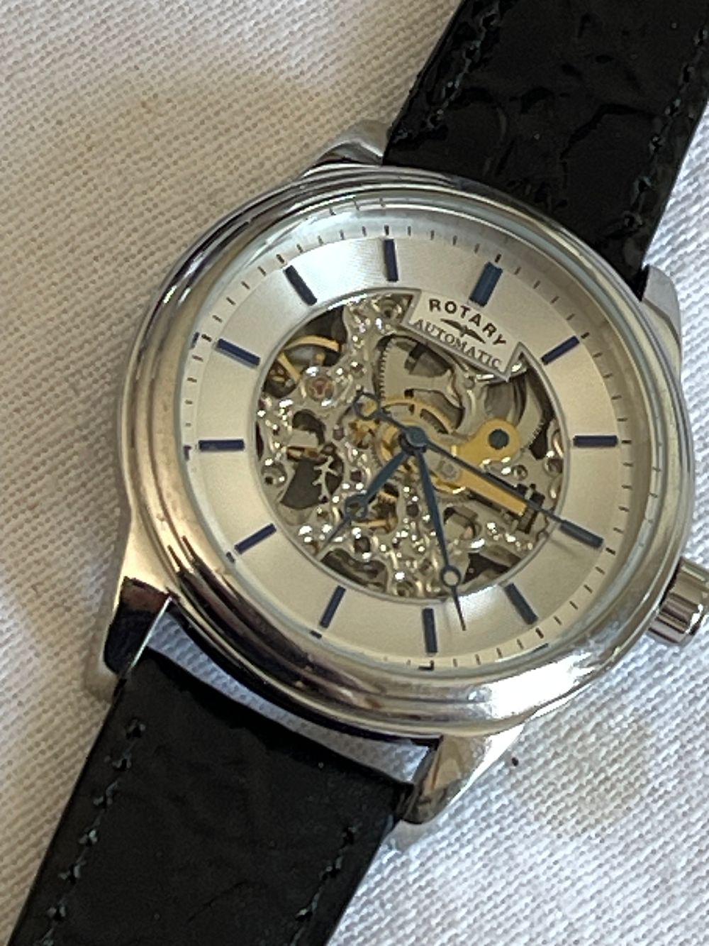 Lot 295: Rotary mens skeleton automatic watch returns from main agents, spares or repairs.