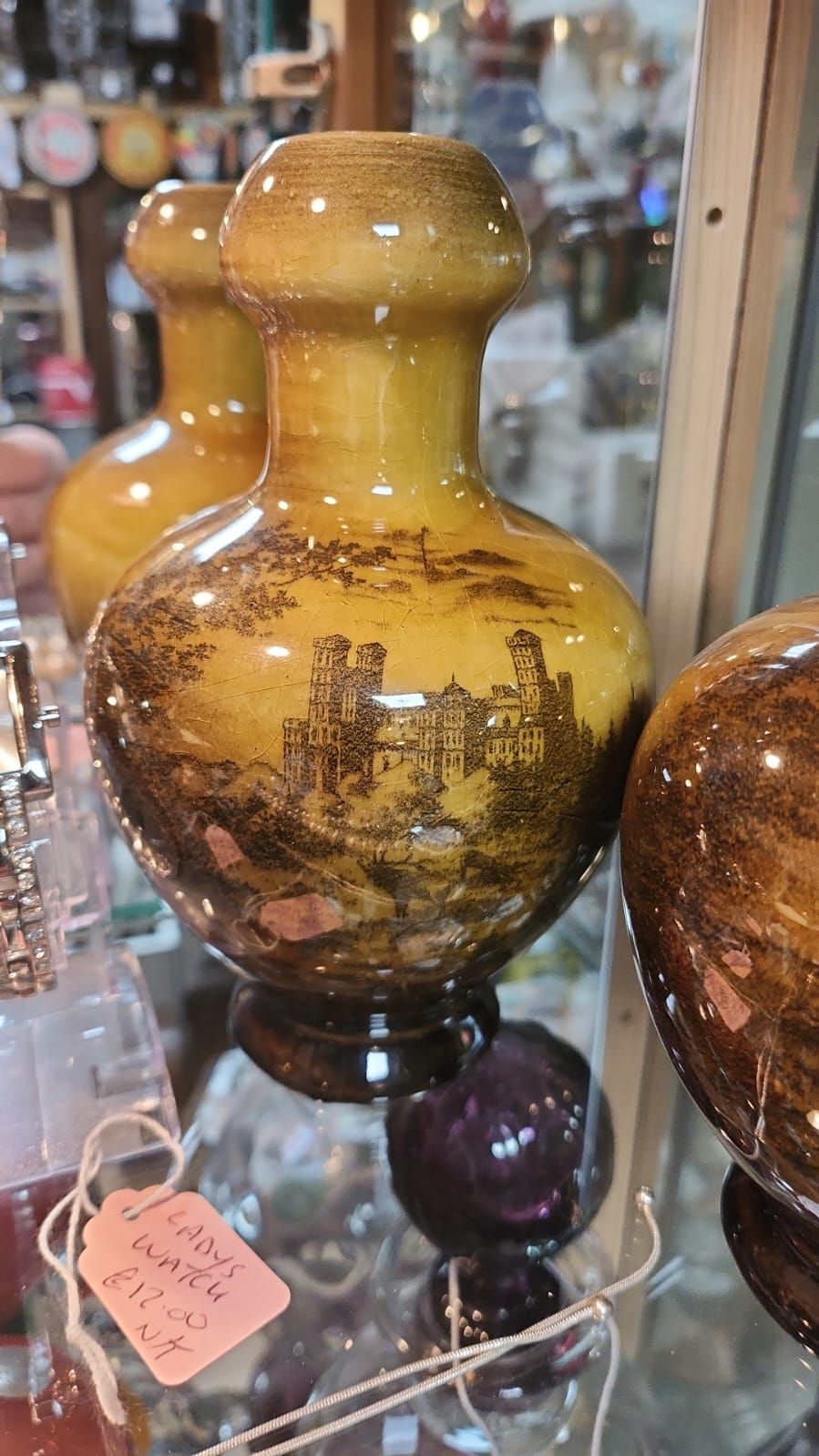 Lot 356: Stunning pair of edwardian vases approximately 7 to 8 inches in height