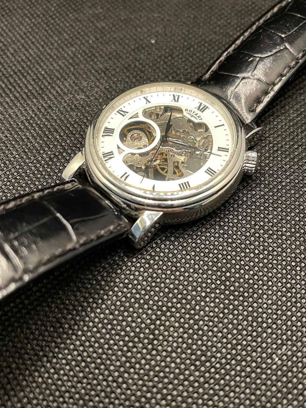 Lot 159: Rotary mechanical skeleton watch return working not tested.