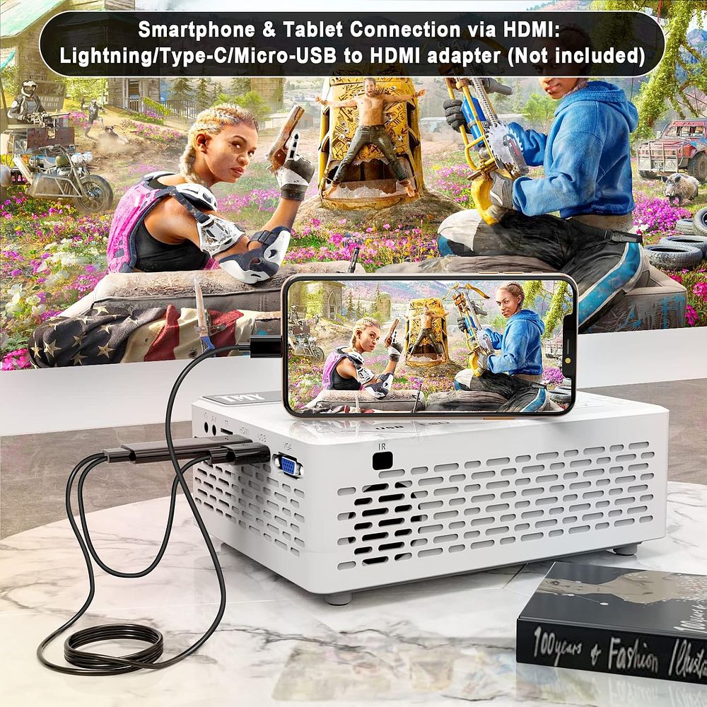 Lot 162: Full HD 1080P SupportedbThis upgraded mini projector equipped with brightness of 8000 Lux, the resolution