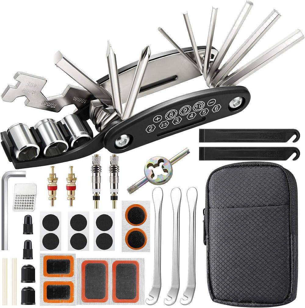 Lot 353: Full Upgraded: 16 in 1 Multi-Function Bike Tools, Puncture Repair Kit