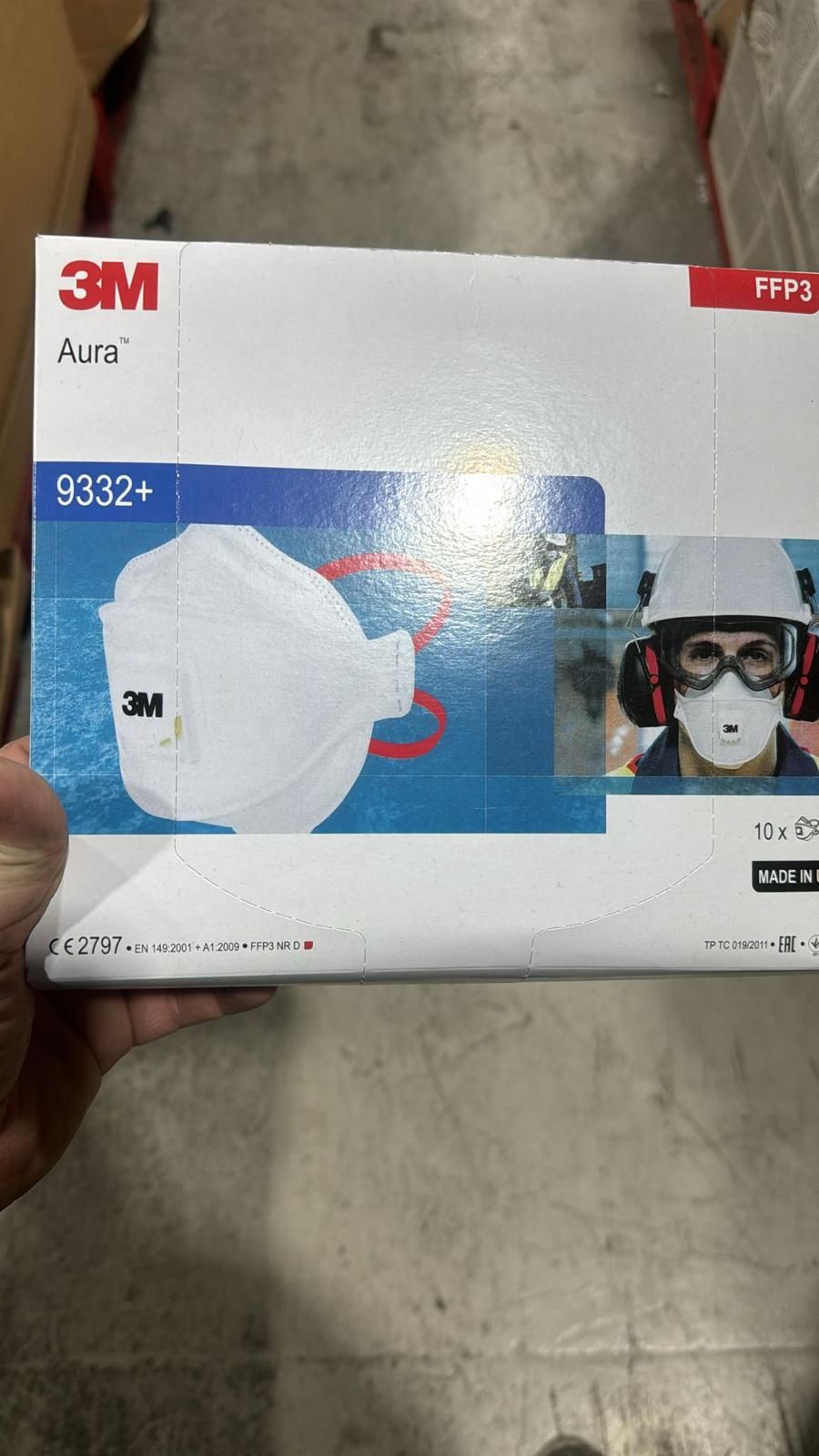 Lot 362: 3M™ Aura 9332+ Flat-Fold Particulate Respirator x 10 masks no recerve