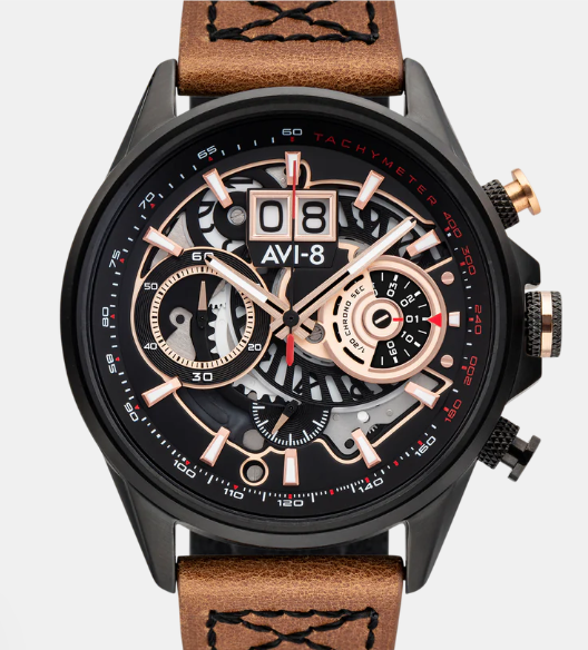 Lot 194: AVI-8 Hawker Harrier Matador Men's Japanese Quartz Chronograph Bronze Carbon Watch AV-4065-03 mens watch