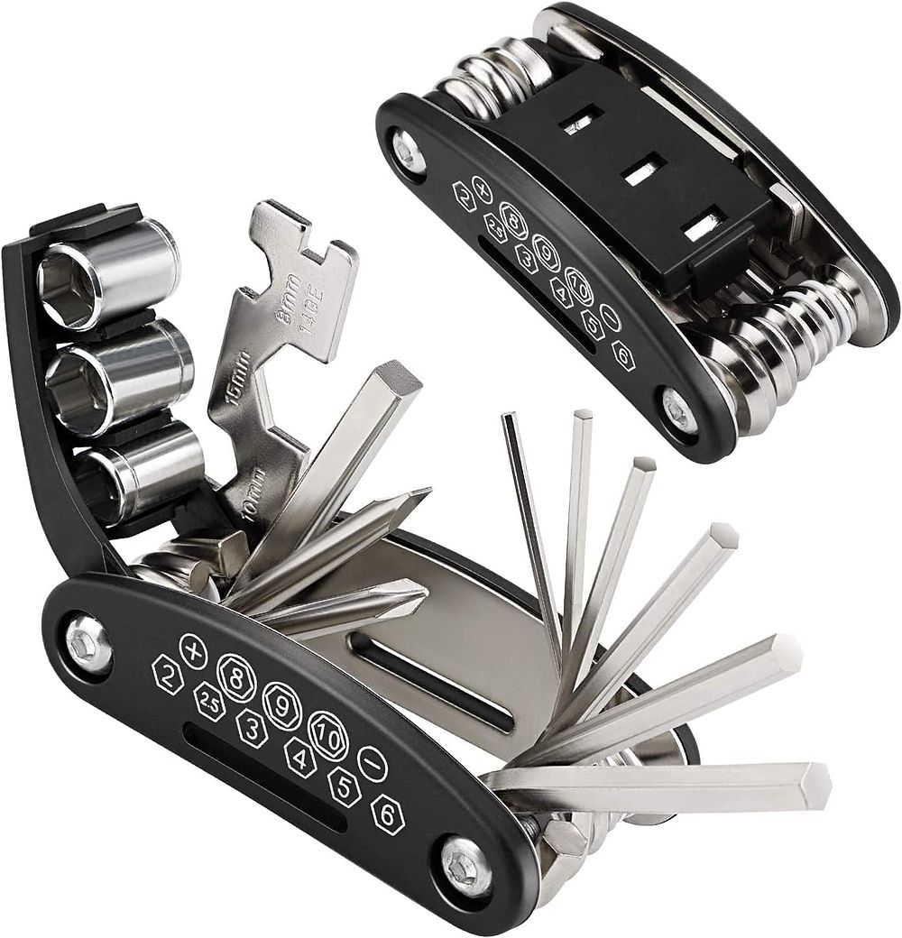 Lot 281: Full Upgraded: 16 in 1 Multi-Function Bike Tools, Puncture Repair Kit