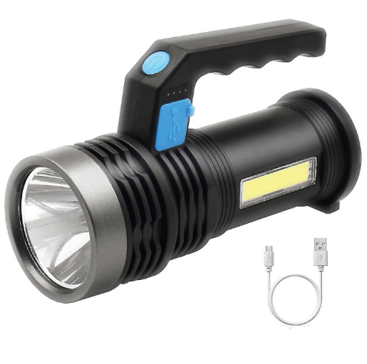 Lot 347: Led Torch Usb Rechargeable, Super Bright Lantern Light With Handle And Cob Work Light