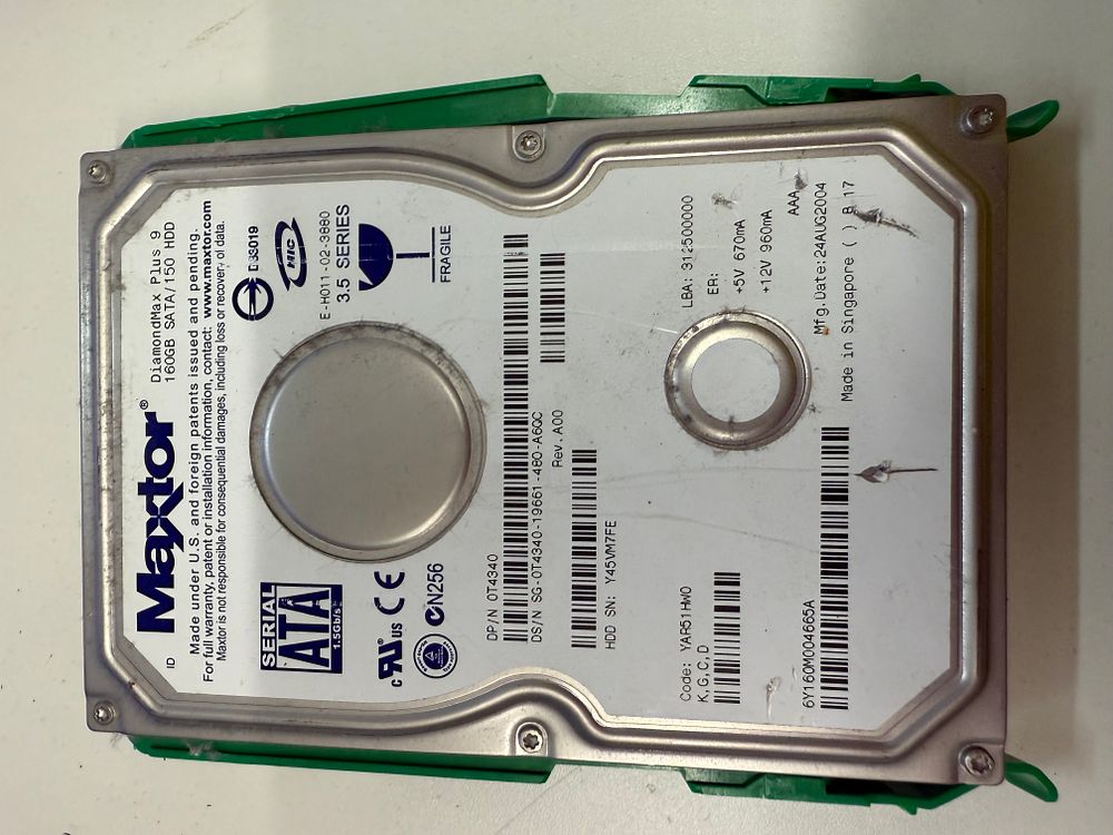 Lot 45: MAXTOR 160GB SATA DRIVE HDD