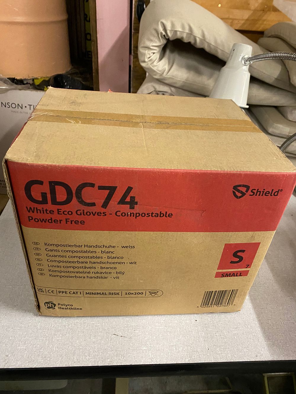 Lot 61: Shield GDC 74 White Eco Gloves, compostable & powder free.