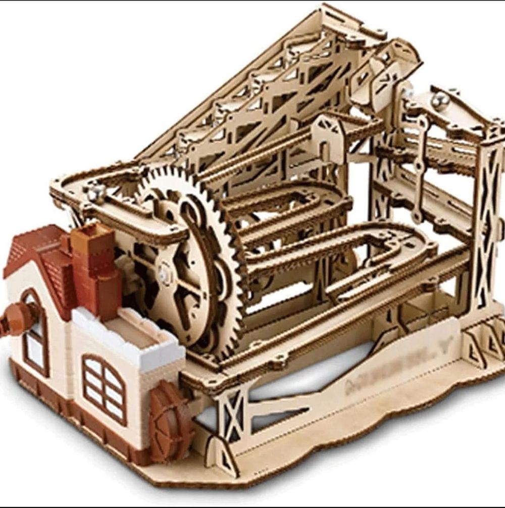 Lot 397: Hand Cranked Marble Run Wooden Model Kits Assembly...