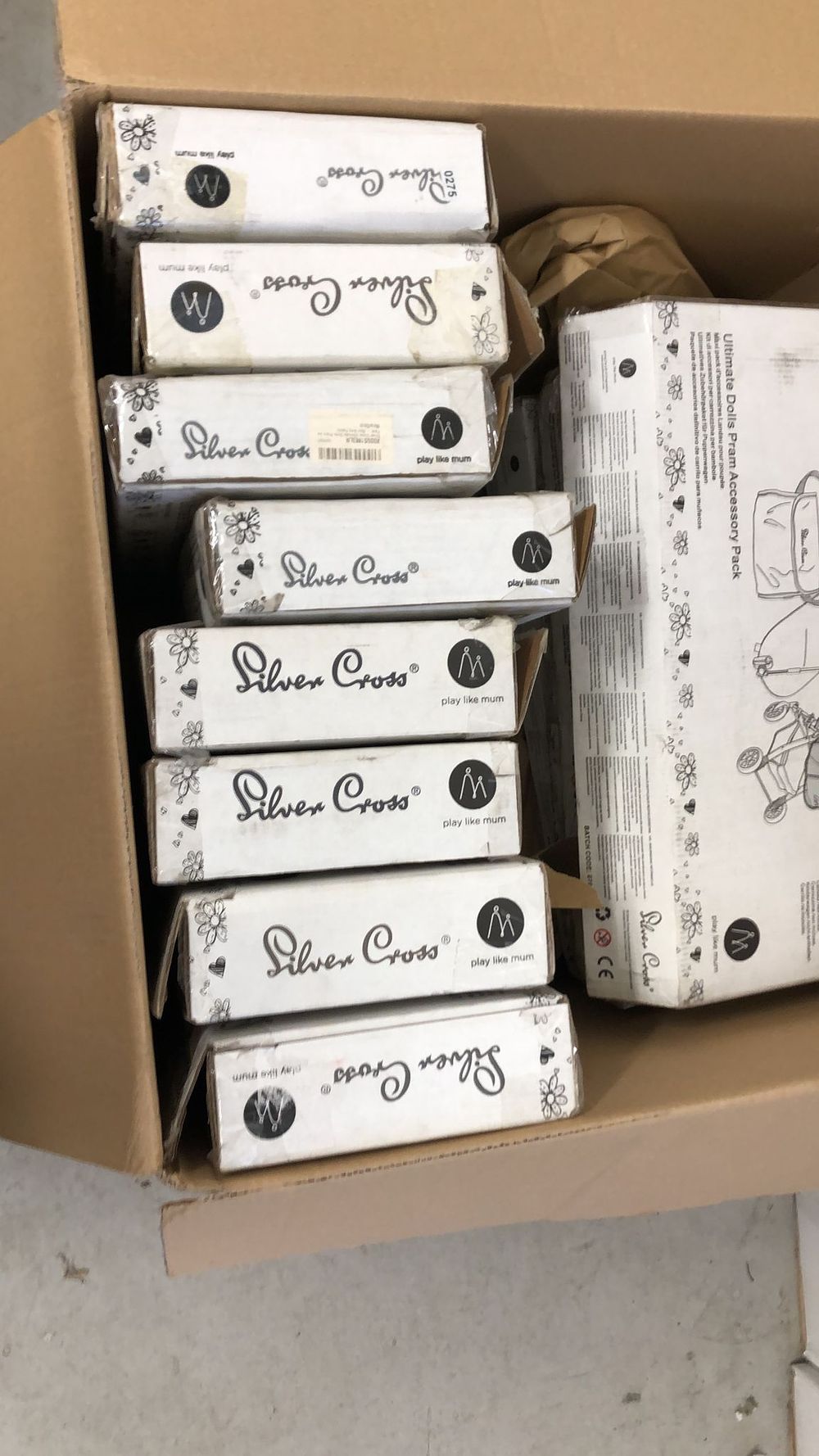 Lot 275: Lot 275 - 8x silver Cross doll pram...