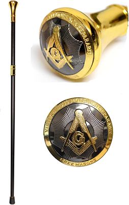 ⚜️ Masonic Walking Cane – 37" | 2-Piece Shaft | Alloy Ball Handle with Compass & Square Emblem 