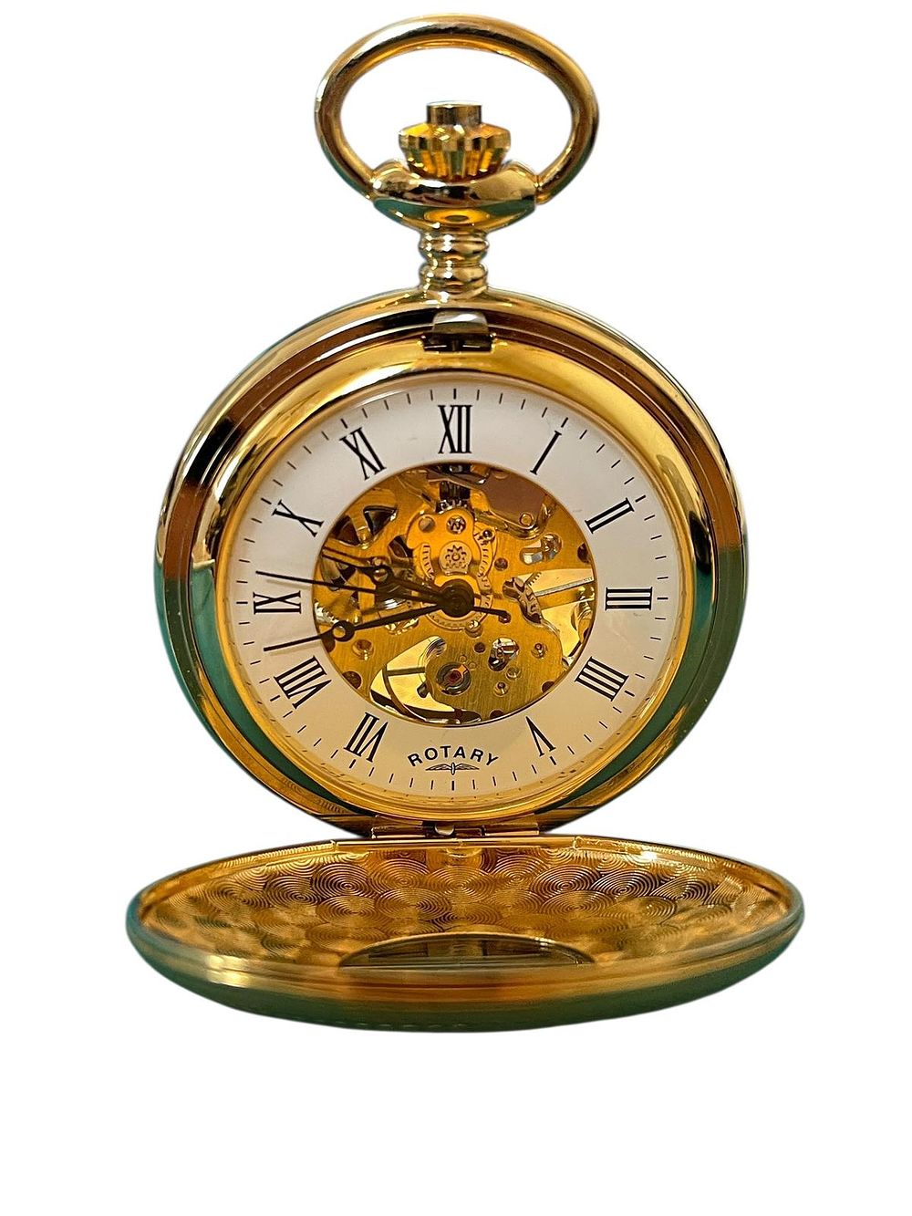 Rotary Full Hunter Gents Pocket Watch | Gold-Plated | Vintage-Style | Brand New
Description:. Con 