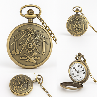 Masonic Pocket Watch – Antique Bronze Finish with Engraved Masonic Symbols
Description:. Masonic 