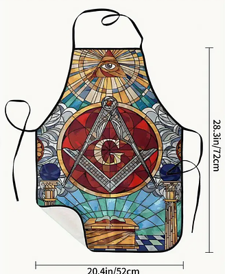 Freemason Unisex Apron – Durable Polyester with Intricate Masonic Symbols, Adjustable Neck 