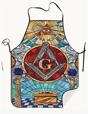 Freemason Unisex Apron – Durable Polyester with Intricate Masonic Symbols, Adjustable Neck 