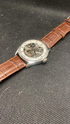 Rotary Wind-Up Skeleton Watch – Stainless Steel | 42mm Bezel | Leather Strap. ️ Rotary Wind-Up
