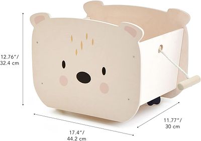 Tender Leaf Pull Along Bear Storage Cart | Sustainable Wooden Toy Box on Wheels
A