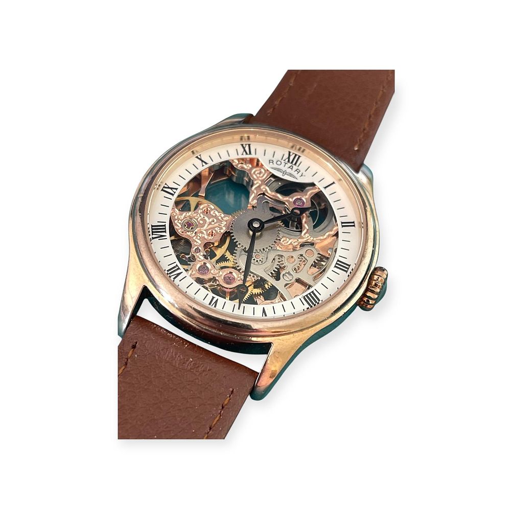 Lot 197: Rotary Mens watch gold plated skeleton