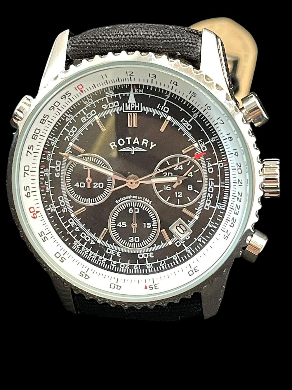 Lot 308: Rotary Chronograph Aviator’s Watch | Pilot Style | Old Stock – Brand New