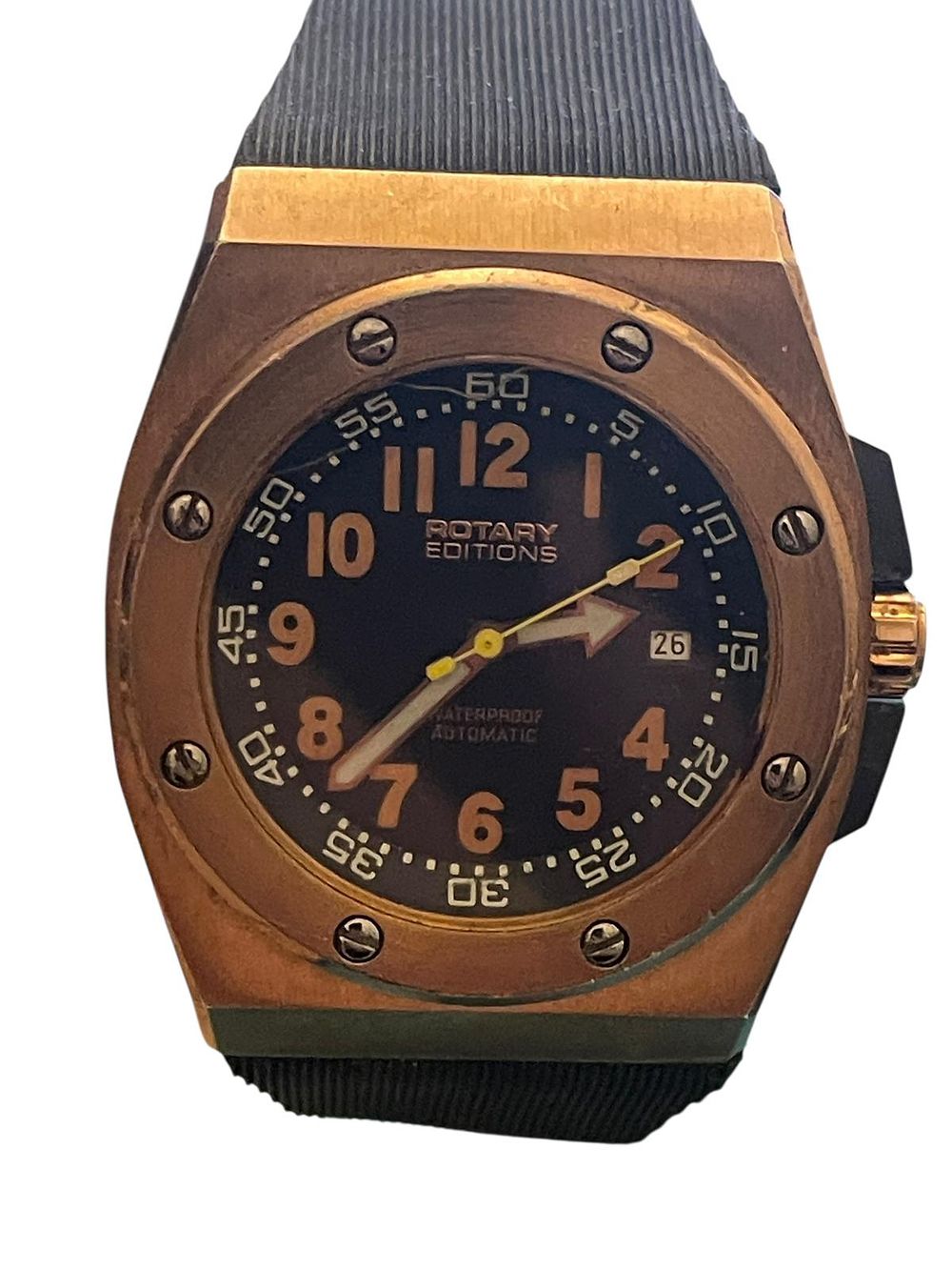 Lot 322: Rotary Editions Men's Automatic Watch – Waterproof Bronze-Tone Case Condition: