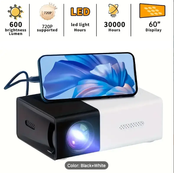 Lot 324: MINI LED PROJECTOR – SMARTPHONE & USB COMPATIBLE Model: Compact Black & White