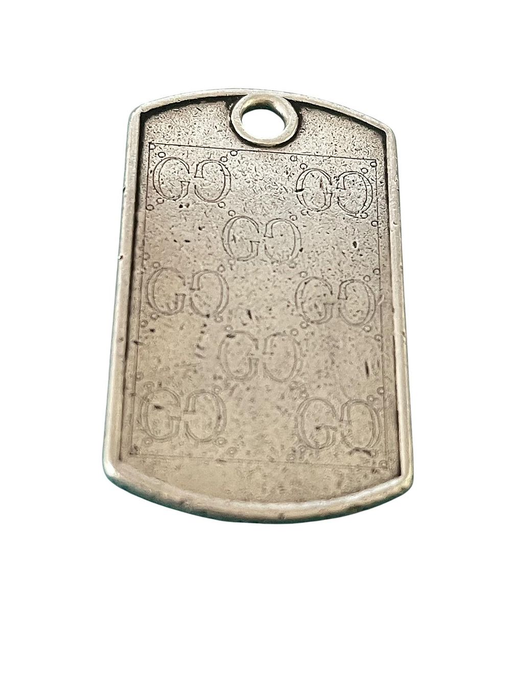 Lot 341: Title: Authentic Vintage Gucci Dog Tag Pendant – Solid .925 Sterling Silver