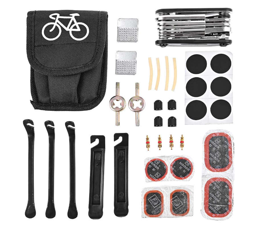 Lot 370: Bike Tool Kit Repair Kit Bicycle Multi Tool Tire Puncture Kits Patch Levers Tyre Spoons 16 in 1 Mult