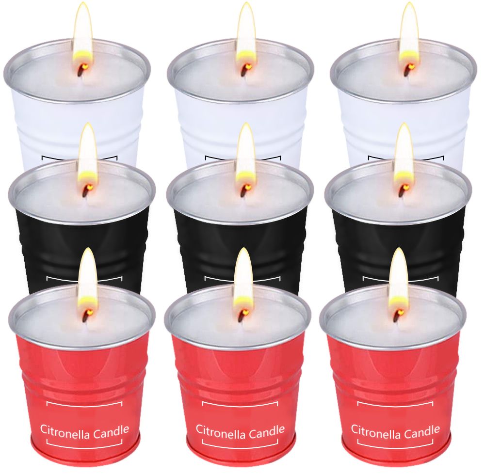 Lot 375: 9x Citronella Candle Light Bucket Scented Mosquito Fly Insect Repeller Outdoor