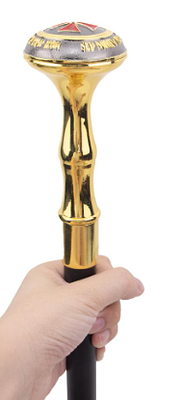 Red Cross Freemasonry Totem Relief Walking Cane – 93cm Fashion Walking Stick with Crosier Knob 