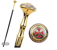 Red Cross Freemasonry Totem Relief Walking Cane – 93cm Fashion Walking Stick with Crosier Knob Image - 7
