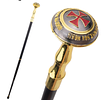 Red Cross Freemasonry Totem Relief Walking Cane – 93cm Fashion Walking Stick with Crosier Knob Image - 8