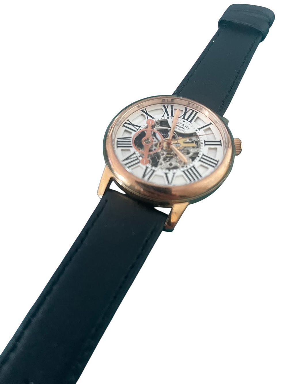 Lot 187: ️ Rotary Skeleton Automatic Watch – Rose Gold-Tone | Used & Working