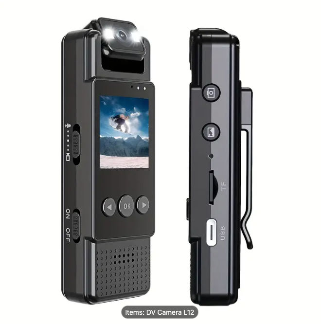 Lot 207: Bulk Pack – DV Mini Camera L12 – HD Video Recorders with Screen & LED Light