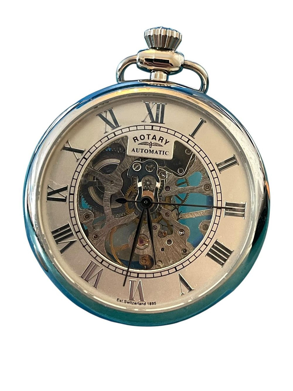 Lot 310: Rotary Automatic Gents Pocket Watch | Skeleton Dial | Stainless Steel | New