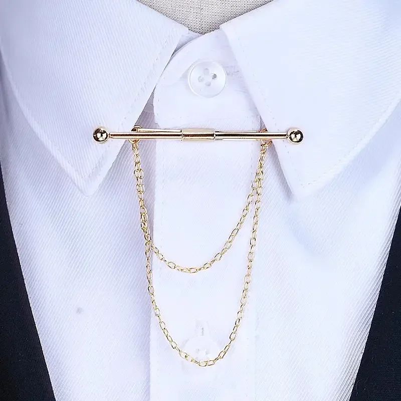 Lot 159: Hot Sale Brooches Broches High-end Fashion Personality Brooch Tassel Chain Clip Collar Shirt Buttoned Pin Male Accessories