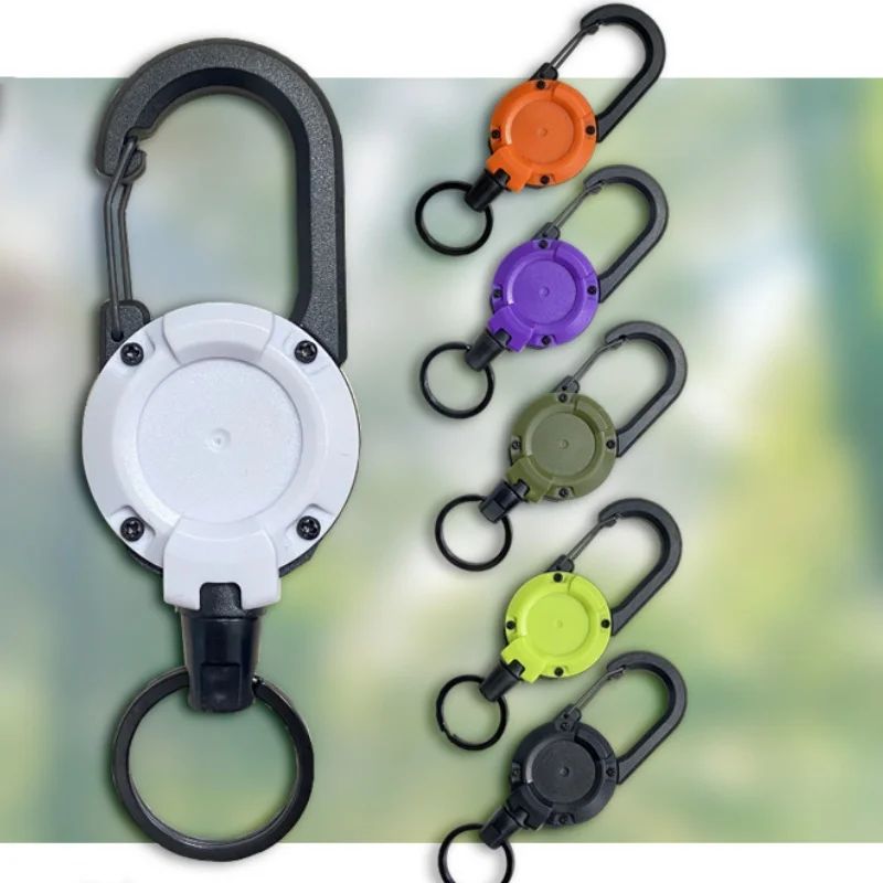 Lot 172: Outdoors Heavy Duty Retractable Keychain,Multitool Carabiner Badge Holder with 23.6 Steel Retractable Cord for Men Women