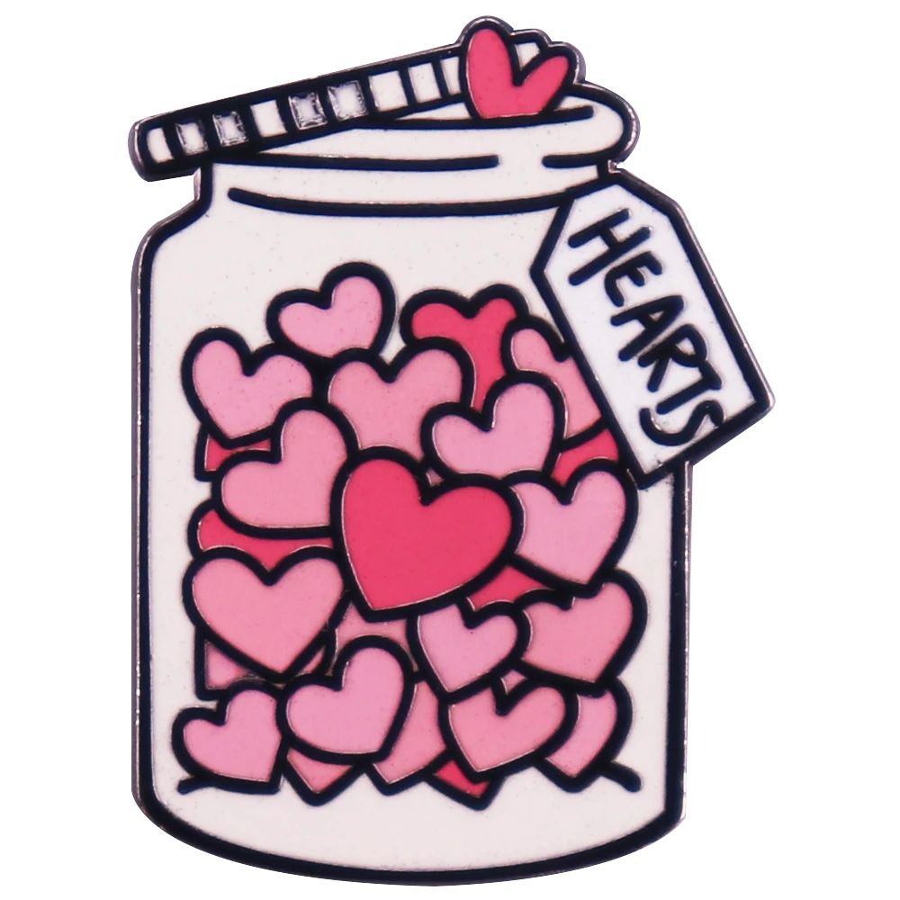 Lot 173: Jar With Love Hearts Enamel Pin Creative Sweet Love Mason Jars-Badge Cute Valentines Day Remembrance Day Jewelry Gift