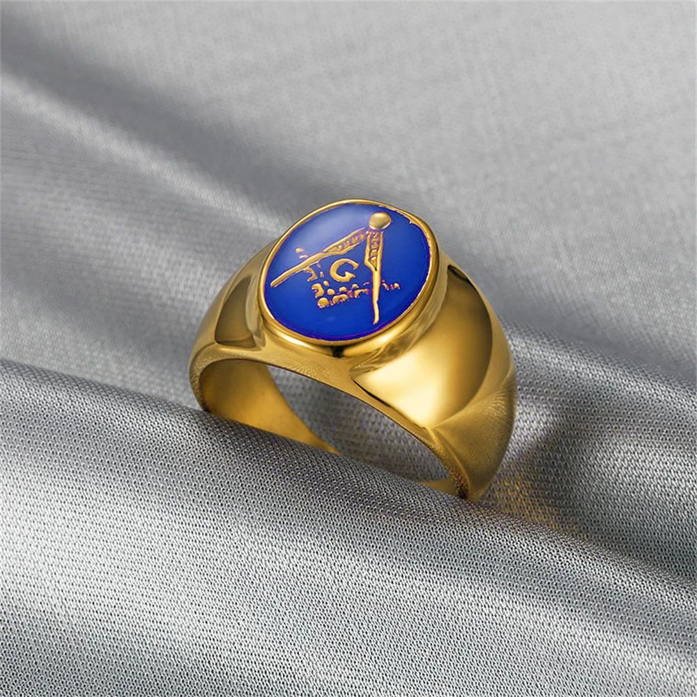 Lot 187: Punk Mason Masonic Symbol Ring Gold Color Stinless Steel Master Rings For Men Women Freemasonry Fashion Party Jewelry Gift 2025