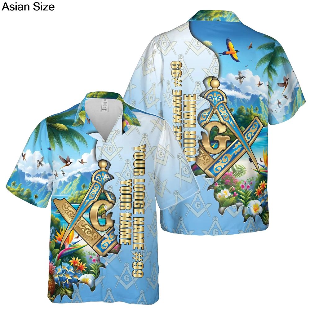 Lot 188: 2025 New Freemasonry Shirts For Men Clothes Harajuku Fashion Masonic Beach Shirt Personalized Mason Short Sleeve Hawaian Tops
