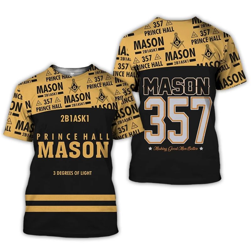 Lot 189: New Masonic 3D Printed T Shirt For Men Clothes Fashion Punk Freemasonry Graphic T-Shirt Streetwear Y2k Women Tee Mason Kid Tops