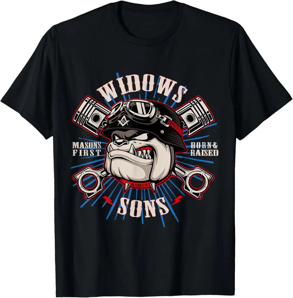 Lot 194: Freemason Bulldog Widows Sons Masonic T-Shirt 100% Cotton O-Neck Short Sleeve Summer Casual Mens T-shirt Size S-3XL