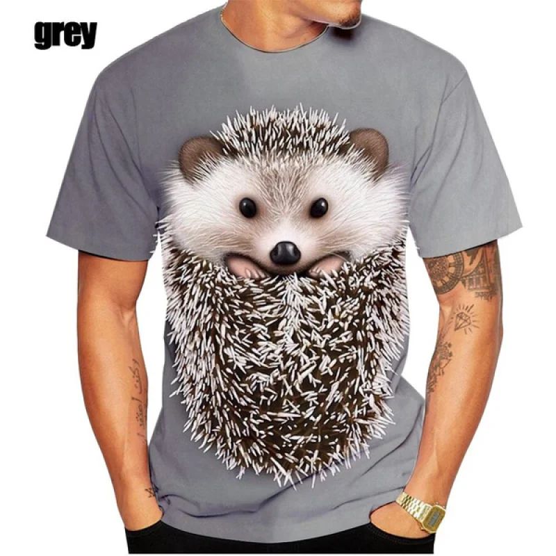 Lot 196: Men and Women Fashion 3d Hedgehog Pattern Printed T Shirt Funny Short Sleeves T Shirt Tops