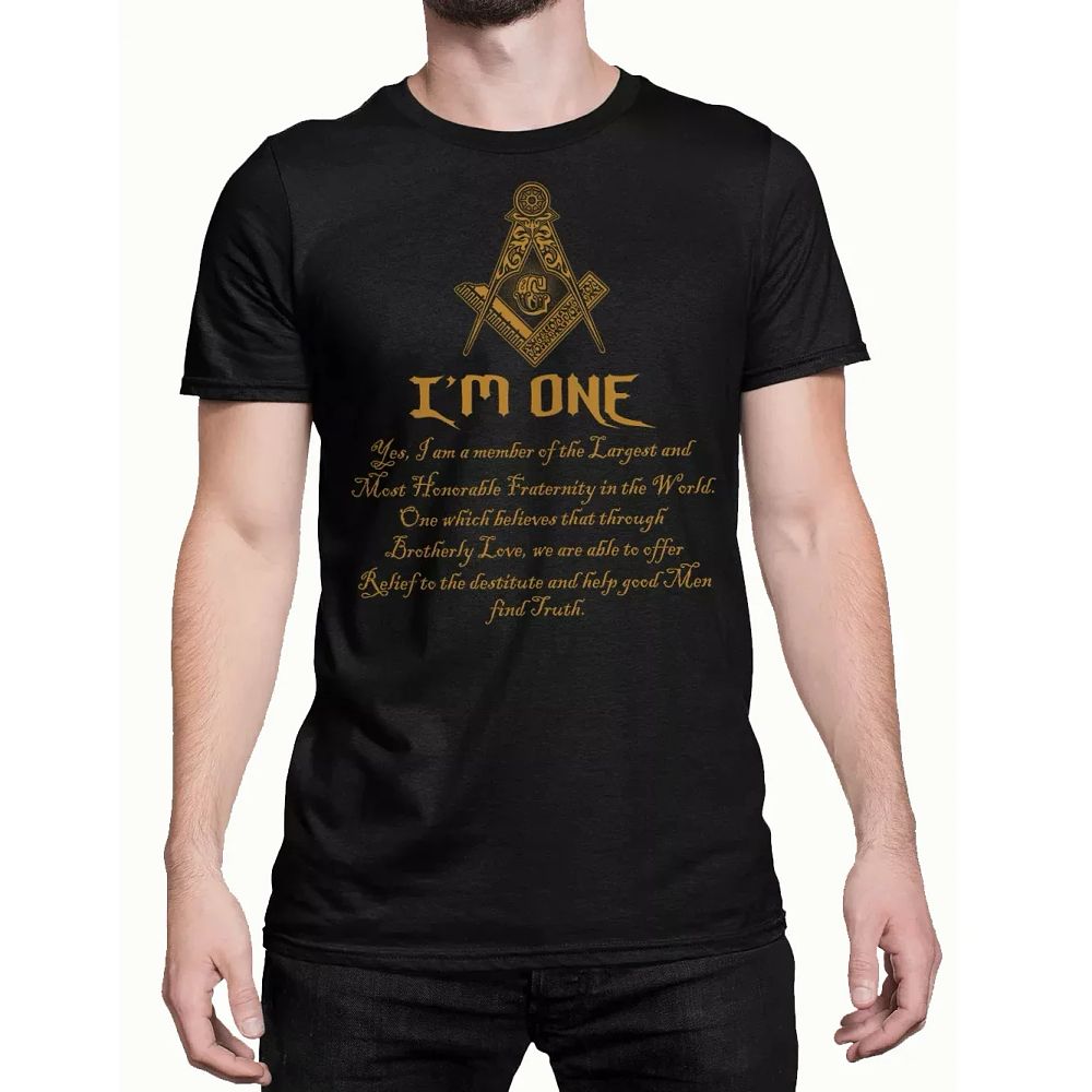 Lot 198: I Am One. Master Mason or Lodge Member Freemason Masonic T-Shirt 100% Cotton O-Neck Short Sleeve Casual Mens T-shirt Size S-3XL