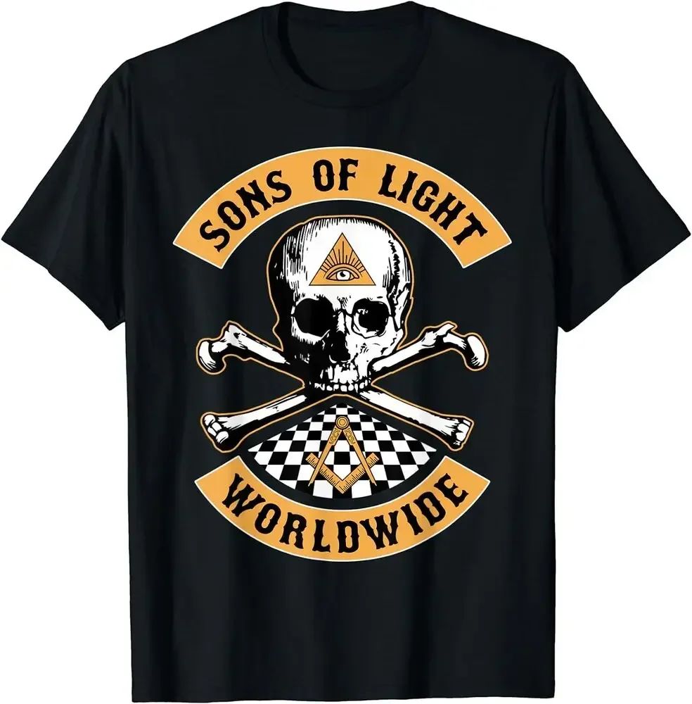 Lot 204: Freemasons Sons Of Light Skull & Bones Masonic Widows Sons T-Shirt For Men Clothing Women Short Sleeve Tees High Quality
