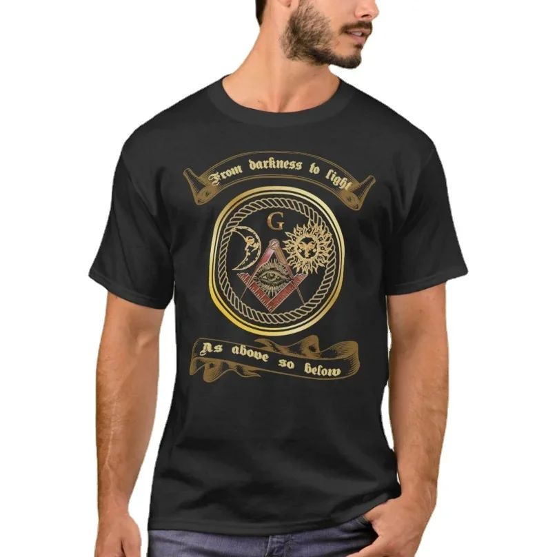 Lot 208: Freemason Logo Masonic Lodge Illuminati Mason Symbol T-Shirt 100% Cotton O-Neck Short Sleeve Casual Mens T-shirt Size S-3XL