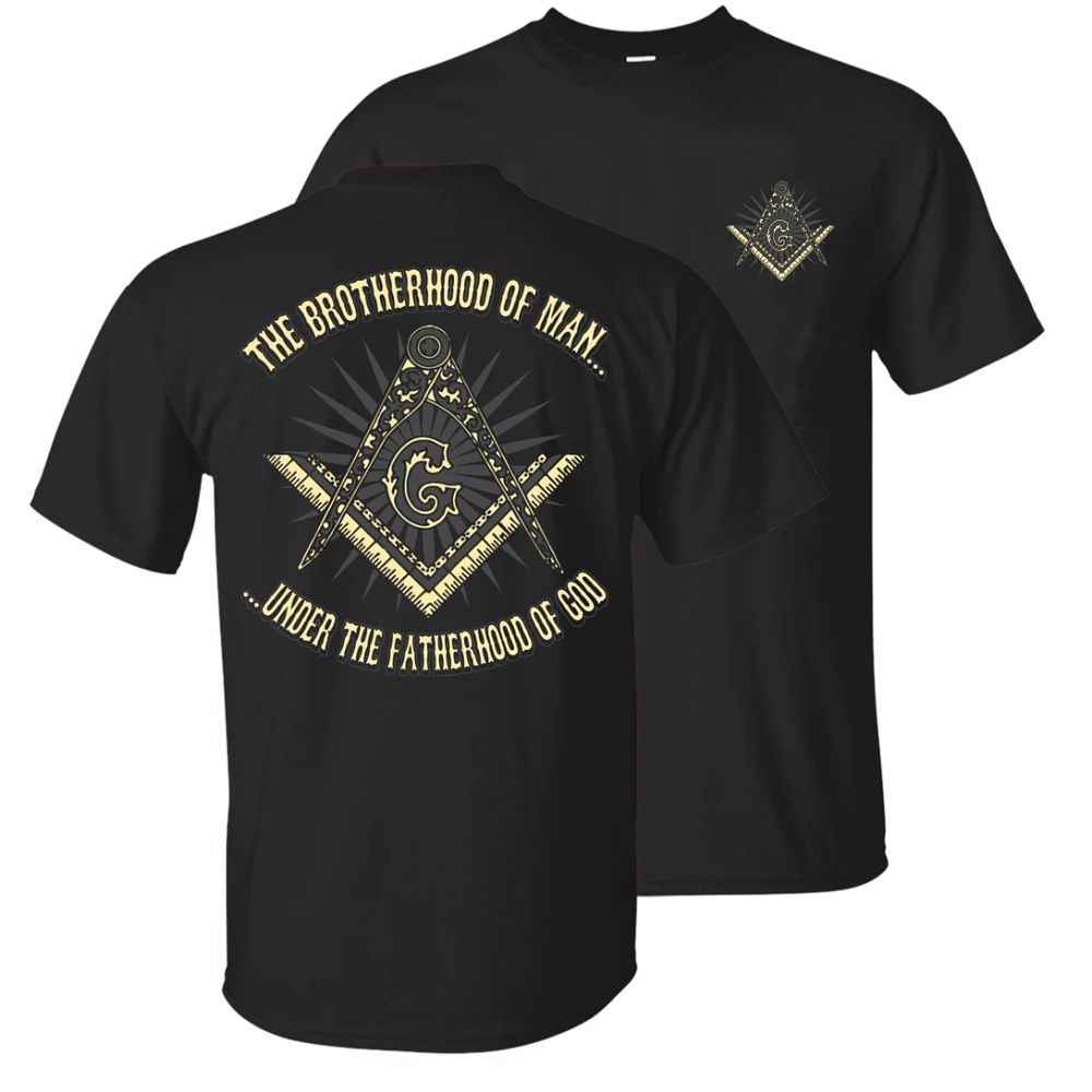 Lot 217: The Brotherhood of Man Under The Fatherhood of God. Freemason Symbol Masonic T-Shirt 100% Cotton Short Sleeve Casual Mens Tshirt
