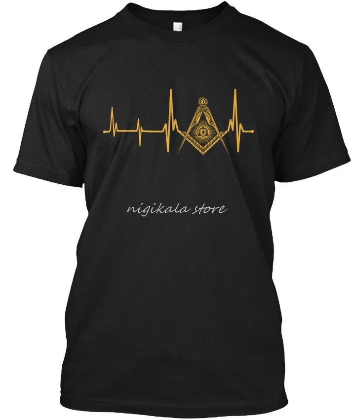 Lot 219: New  Top Quality Top O-Neck Short-Sleeve Freemason Heartbeat Masonic T Shirt For Men