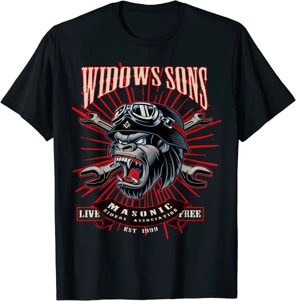 Lot 227: Gorilla Retro Riders Masonic Widows Sons WSMRA T-Shirt Unisex T-shirts Cotton Luxury Brand Vintage Oversized
