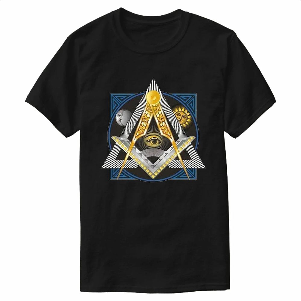 Lot 230: Freemason Compass Square All-seeing Eye Illuminati Masonic T-Shirt 100% Cotton O-Neck Short Sleeve Summer Casual Mens T-shirt
