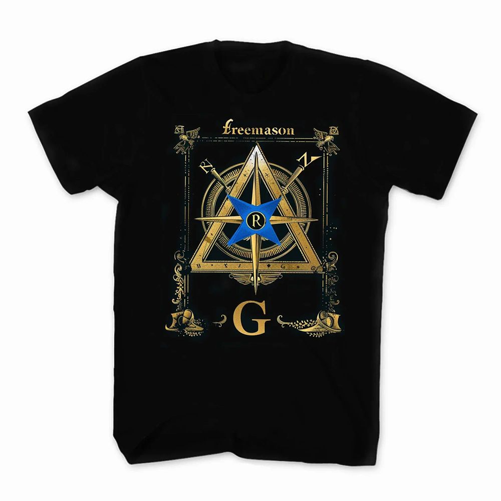 Lot 237: Freemason Square & Compass Masonic Symbol T-Shirt 100% Cotton O-Neck Short Sleeve Summer Casual Mens T-shirt Size S-3XL